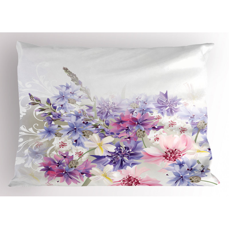 Flowers Polyester Floral Sham Set, Twin