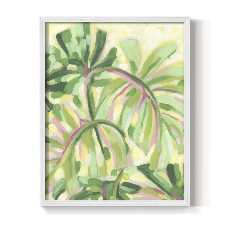 «Expressive Palms I», reproduction encadrée - bois massif, H 11 po x l 9 po, Blanc