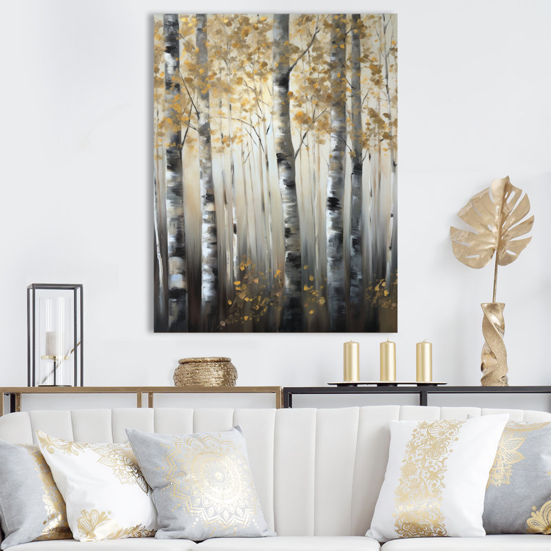 «Birch Tree Forest Wonderland V», reproduction sur toile, H 32 po x l 24 po, Toile tendue
