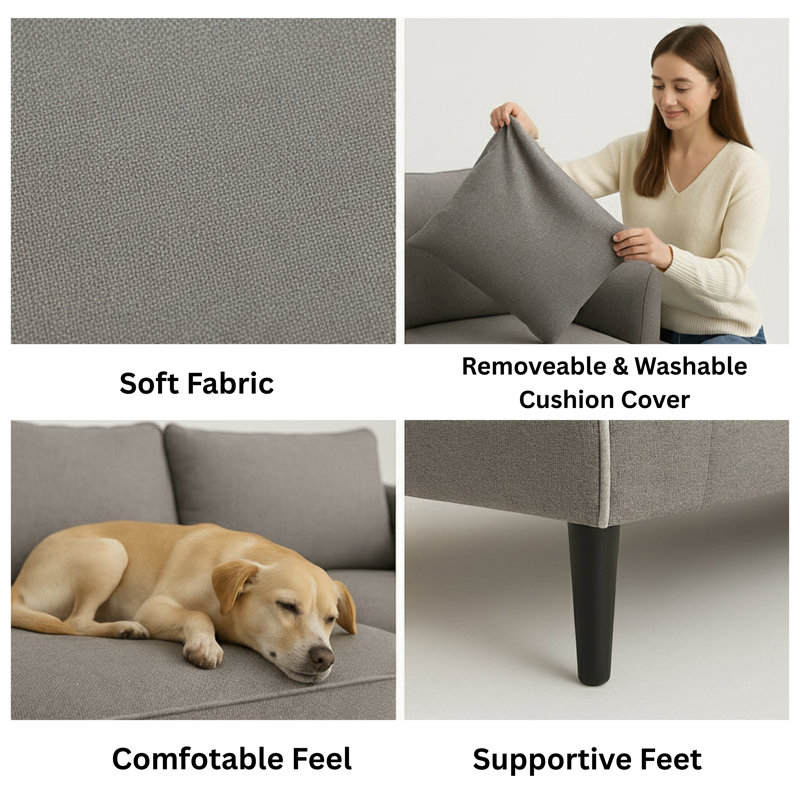 3 Seater Sofa Bed, Grey, Left Hand Facing