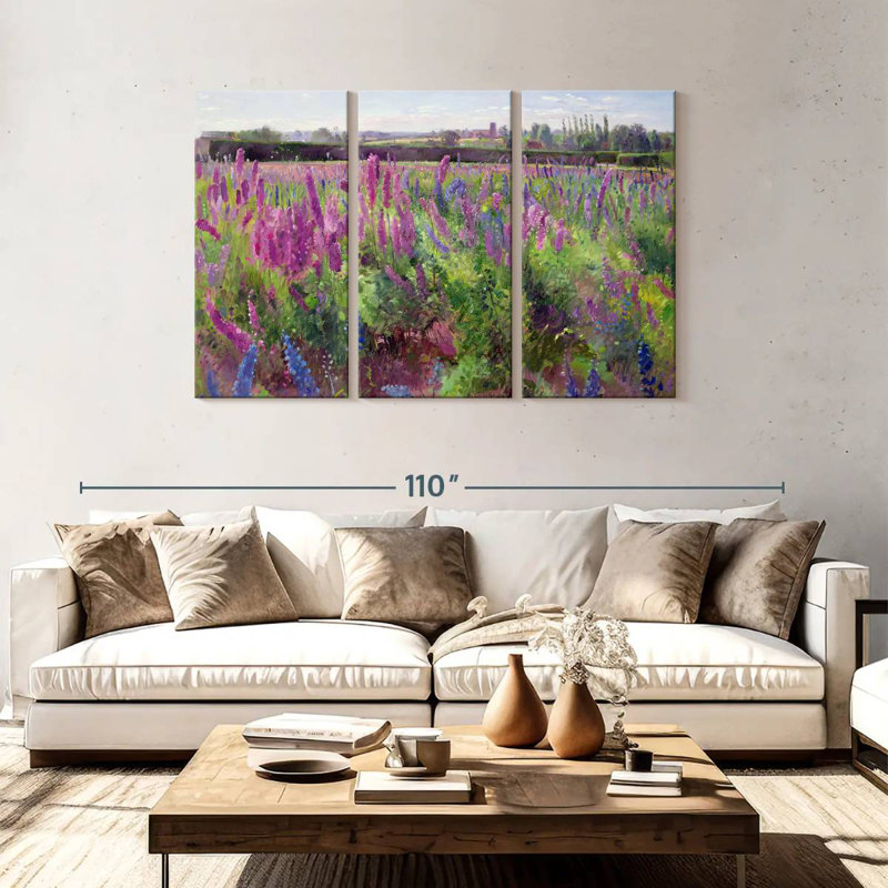 Alvord The Delphinium Field, H 48 po x l 74 po