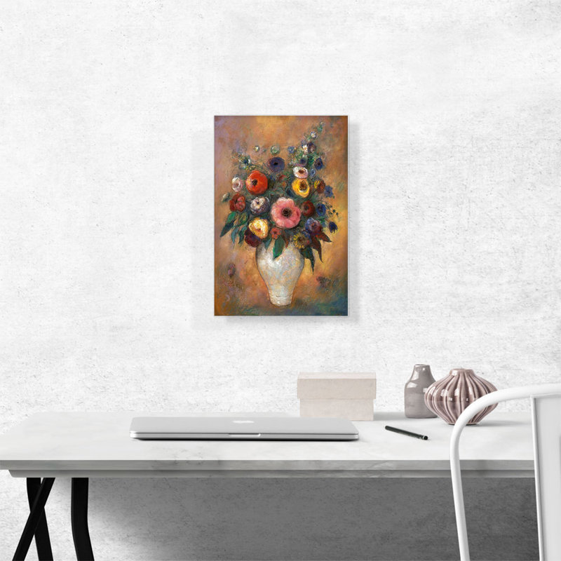 «Vase of Flowers 1912» par Odilon Redon, reproduction d'art sur toile tendue, H 18 po x l 12 po x P 0,75 po