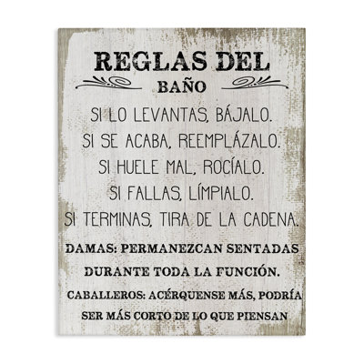 Reglas Divertidas del Baño Canvas Wall Art by Lil' Rue