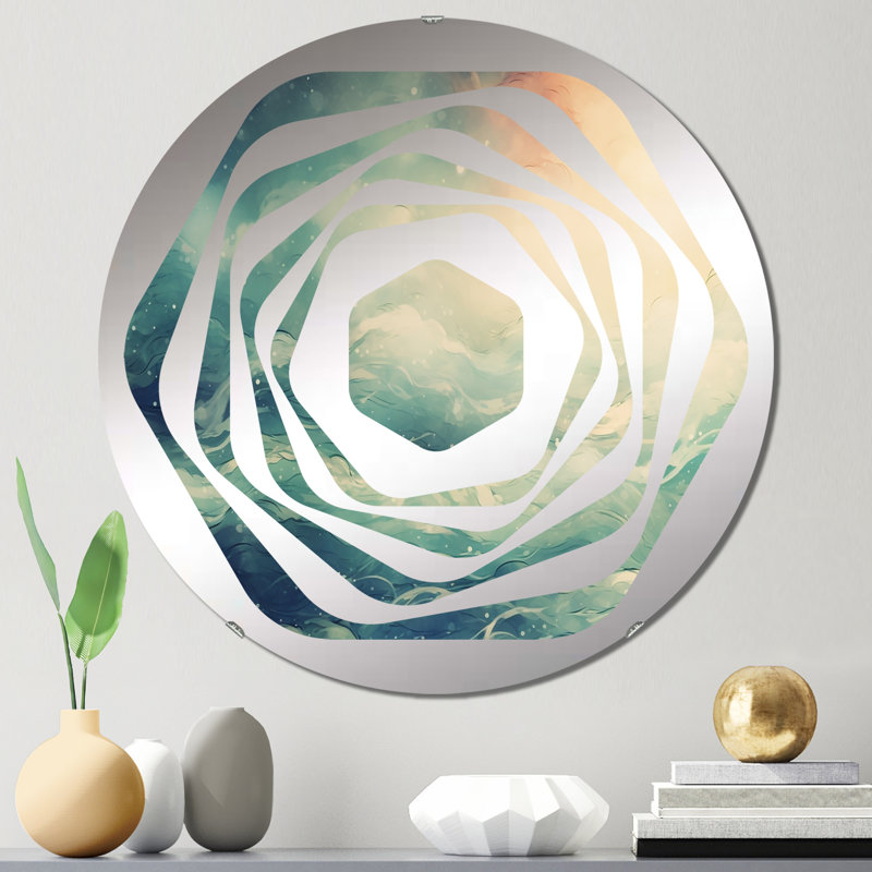 Coucher de soleil sur les vagues de l'océan sauvage - miroir décoratif Amorphe, 31,4 po x 31,4 po