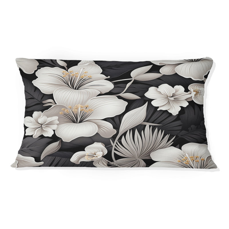 Motif tropical tropique monochrome - Coussin décoratif imprimé tropical
