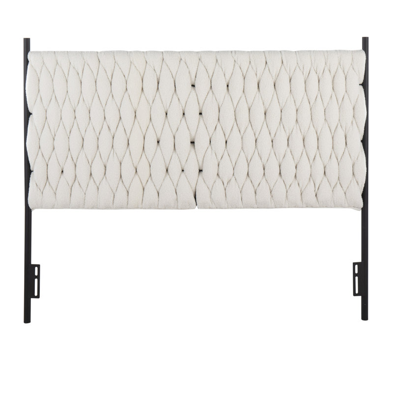Russek Upholstered Headboard, Cream Sherpa