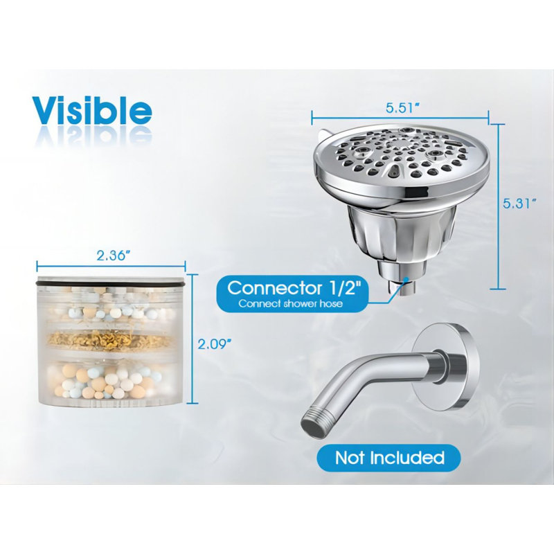 Pomme de douche fixe multifonction, Chrome