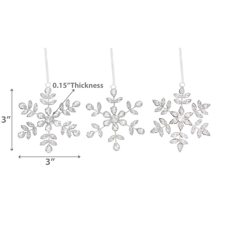 Ornement en forme de flocon de neige perlé (ensemble de 3 pièces)
