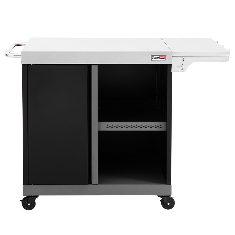 Chariot pour îlot de cuisine avec comptoir en acier inoxydable Royal Gourmet, noir