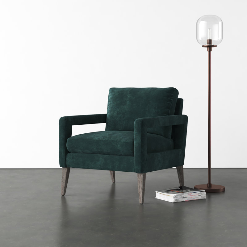 Yann Upholstered Armchair, Emerald Worn Velvet