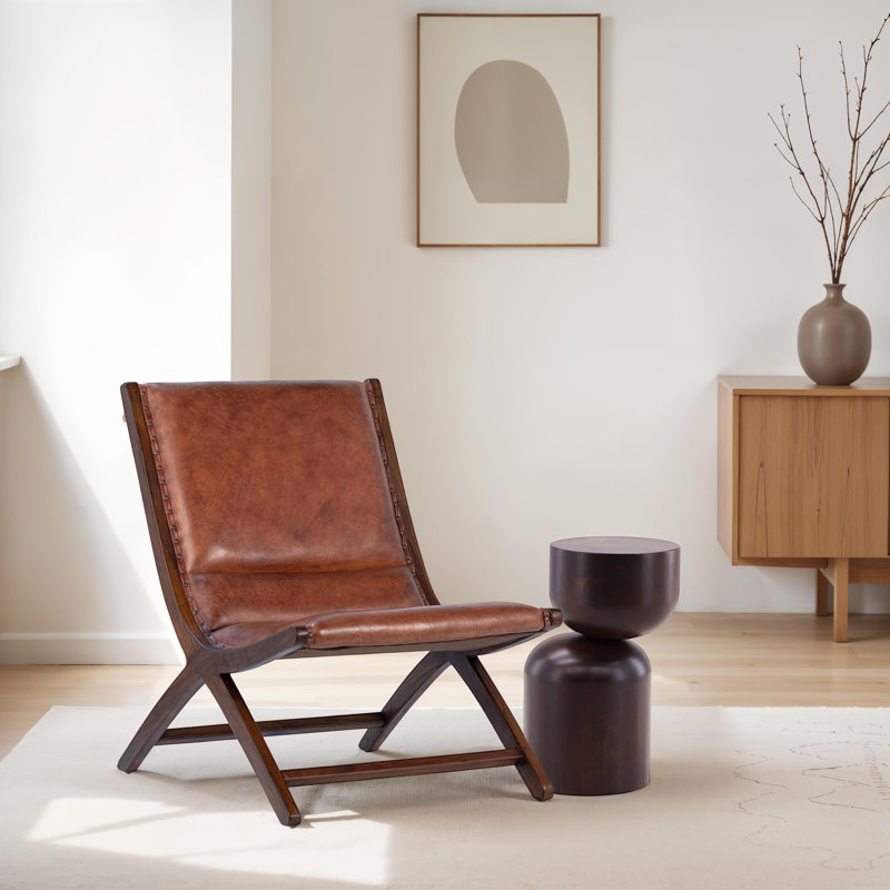 Chaise longue pivotante en cuir véritable pleine fleur de 33,5 po Haynesville