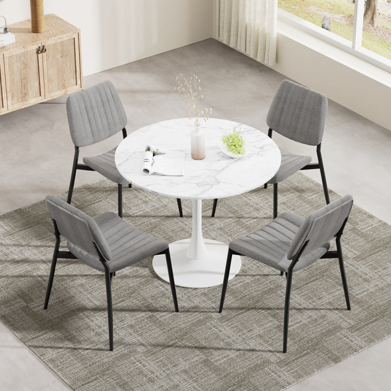 Ensemble de table et chaises de salle à manger à piédestal moderne 5 pièces, Gris