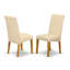 Chaises de cuisine Barry Parson - Ensemble de 2 chaises de salle à manger rembourrées en lin beige clair, chêne-471346987-471346984