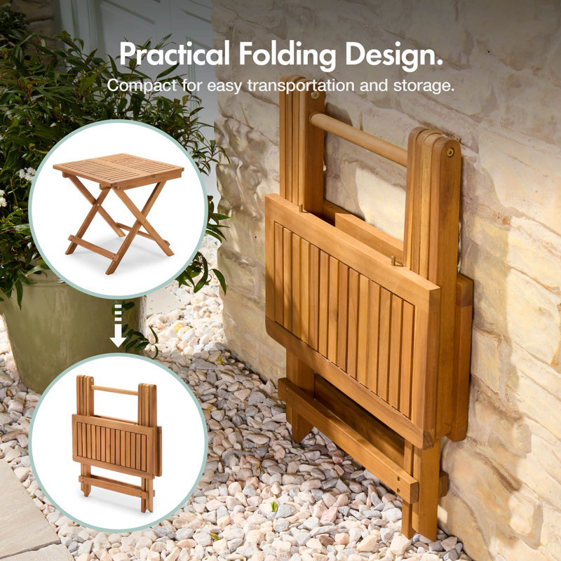 Square Acacia Outdoor Side Table , 50cm cm W 50cm cm D