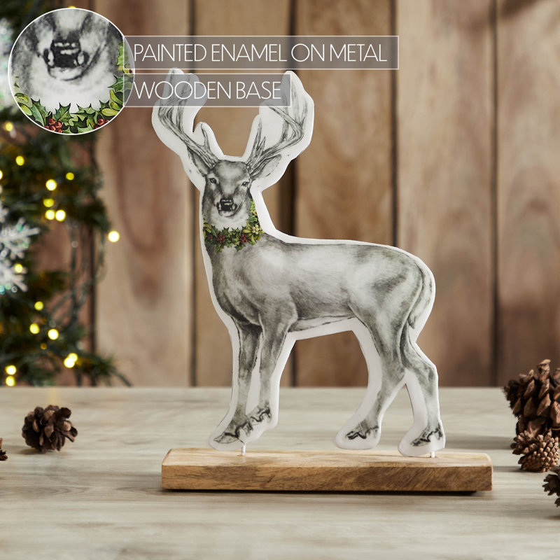 Figurine festive rennes avec couronne 11,5 x 9 x 2,5
