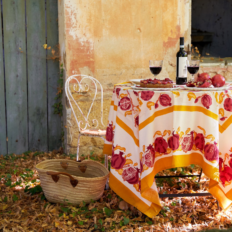Floral Cotton Tablecloth, 71" W x 71" L