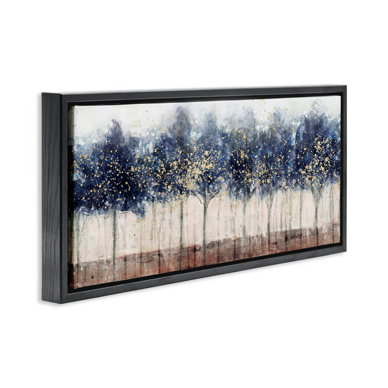 Arbres avec un éclat moderne, H 11 po x l 25 po, Cadre flottant noir de jais