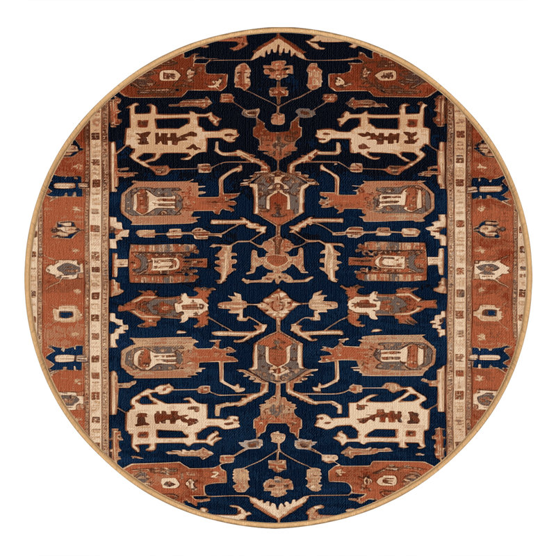 Tapis brun lavable à la machine, Rond 7 pi