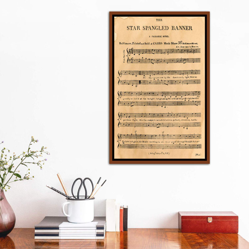 «Star Spangled Banner» - Imprimé, H 26 po x l 18 po x 1,5 po, Cadre bois classique