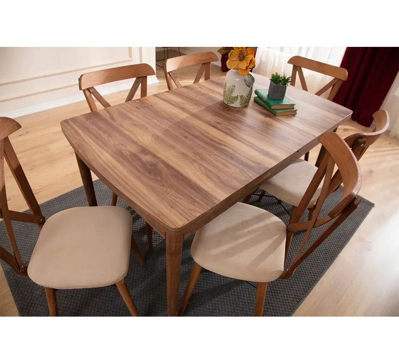 Ensemble de table et chaises de salle à manger extensible, 7 pièces : table, 6 chaises