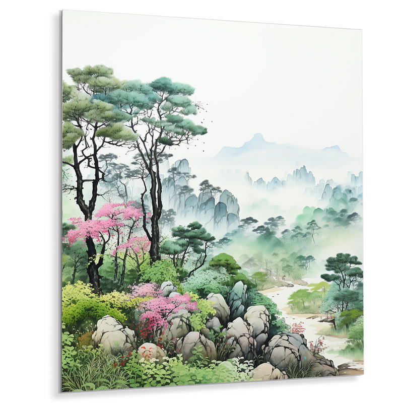 China Misty Mountains 4 - Art mural en porcelaine, H 32 po x l 16 po x P 1 po