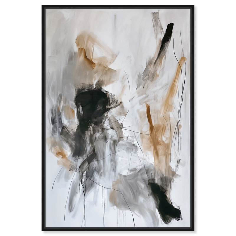 «Stygian Flow 3», peinture sur toile abstraite par Art Remedy, Cadre noir, H 16 po x l 11 po