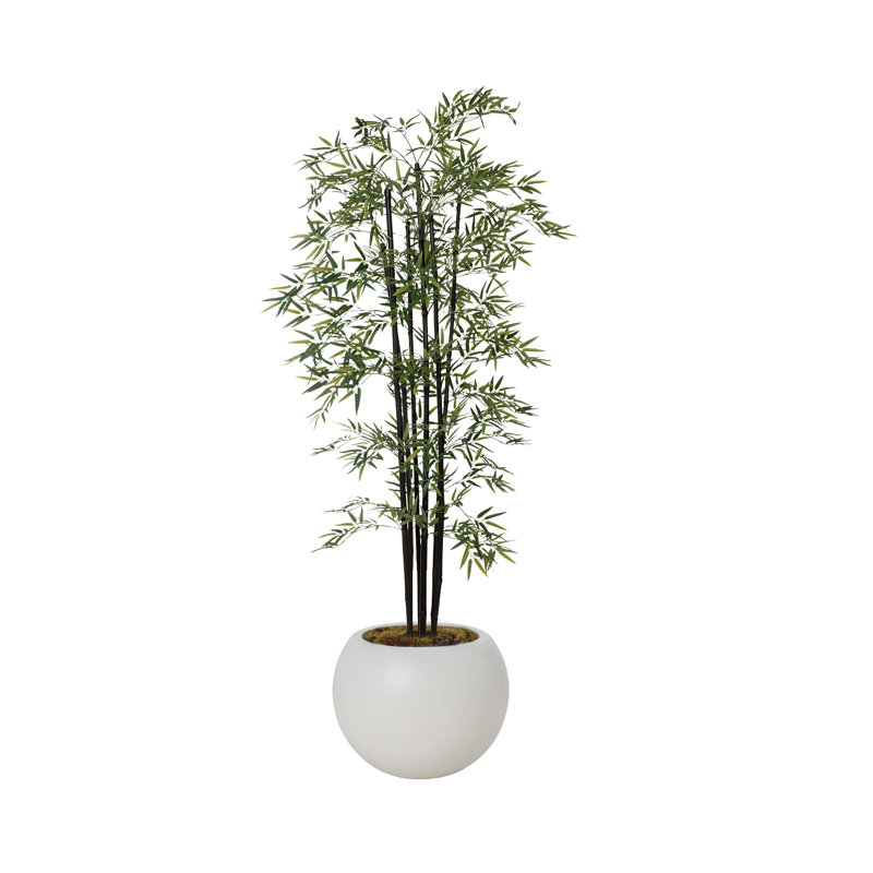 Arbre en bambou artificiel 79,75 po dans un pot à fleurs blanc