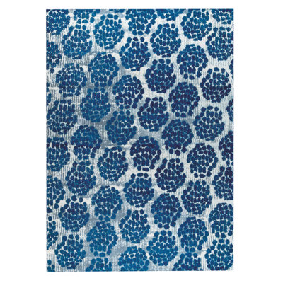 Tapis bleu en laine tissé à la main Alzada