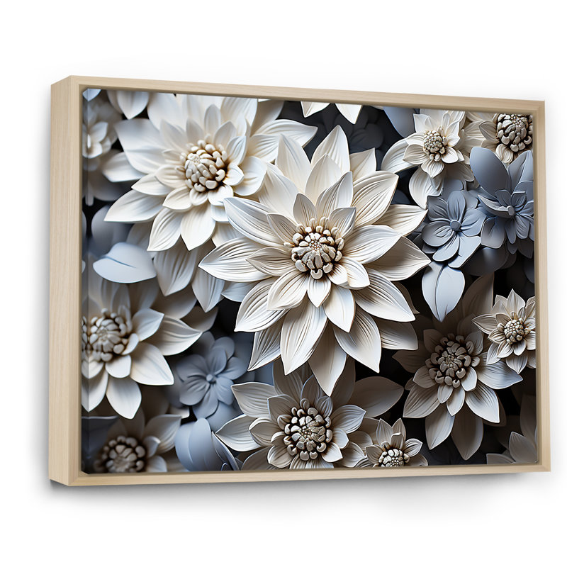 Monochromatique tournesols bleus tranquillité sur toile, Cadre naturel flottant, H 16 po x l 32 po x P 1 po