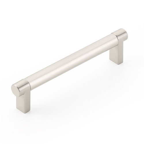 Emtek Select Cabinet Pull w/ Rectangular Stem & Smooth Bar, Satin Nickel, 5" Center to Center