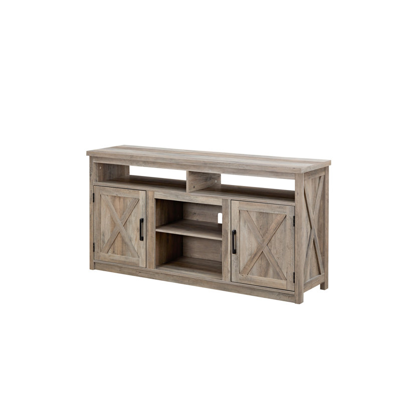 Meuble audio-vidéo pour téléviseur 65 po, gris, système de rangement et de contrôle des câbles, console multimédia, rangement spacieux et moderne, rangement