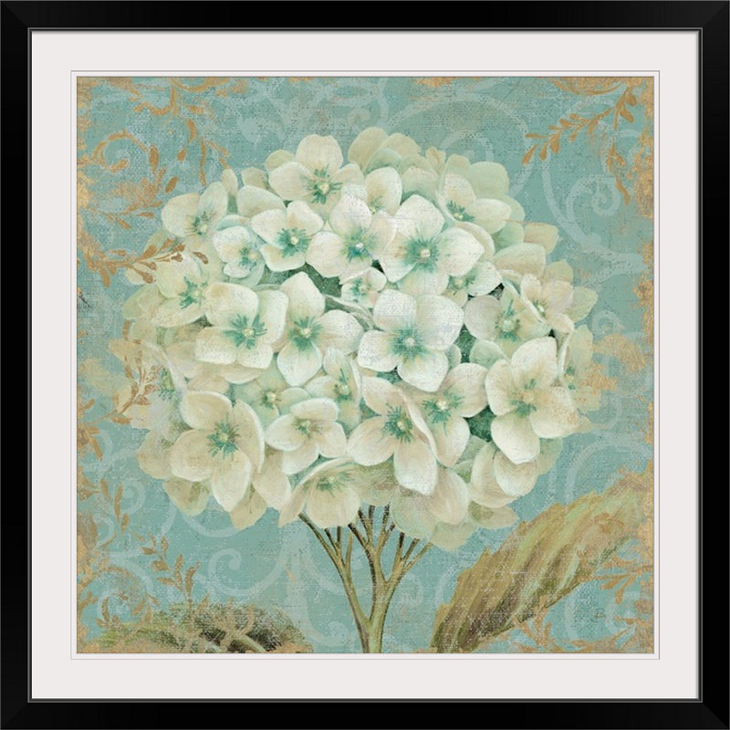 Hydrangea " Hydrangea Square II " by Daphne Brissonnet, 35" H x 35" W x 1.5" D, Canvas