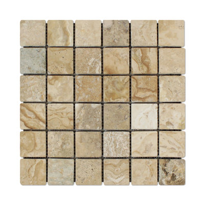 Travertine Grid Mosaic Wall & Floor Tile