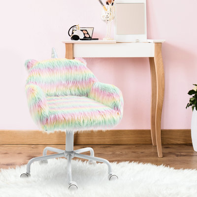 Chaise de couleur arc-en-ciel, coussin moelleux, base 5 étoiles, hauteur réglable, pour chaise de bureau avec rembourrage moelleux, lecture colorée et agréable
