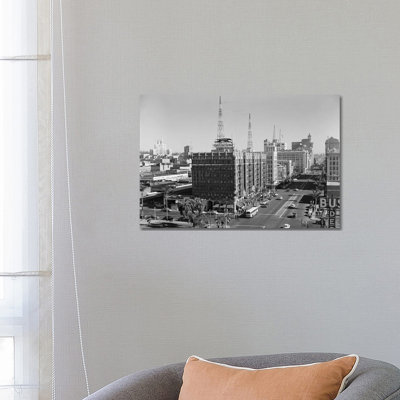 1950s View Of Downtown And Greyhound Bus Station San Diego Ca USA - Wrapped Canvas Print