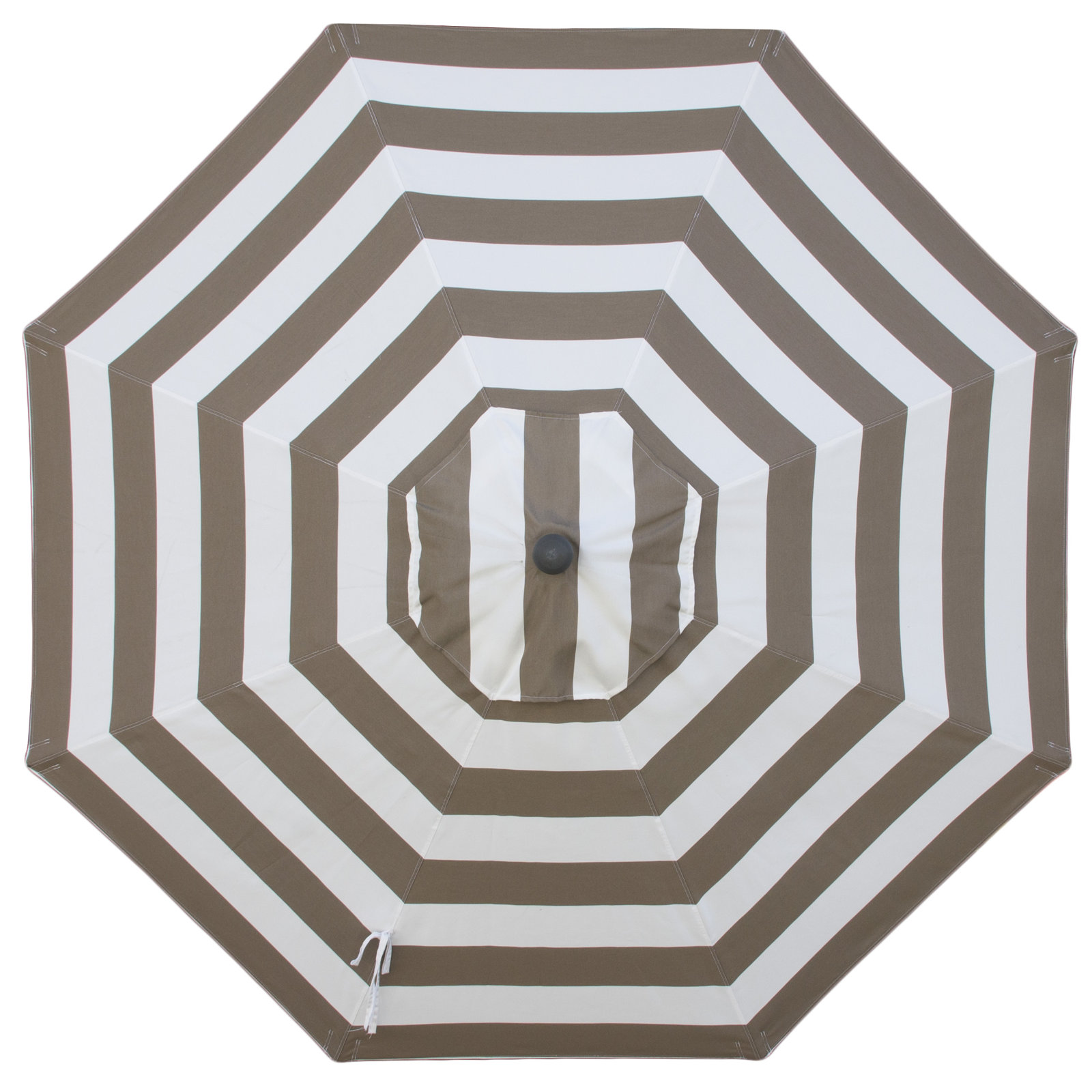 Natalie 8.7' Sunbrella® Market Umbrella, Black Sapphire, Mocha Stripe Performance Canvas