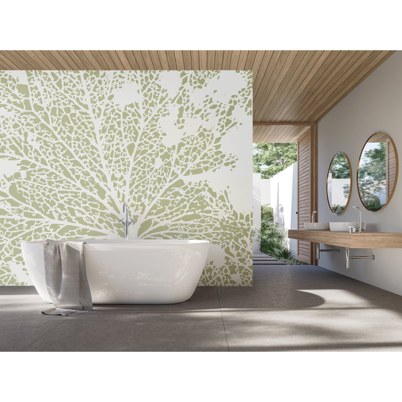Lark Manor Skeleton Leaf Matte Roll, 240cm L x 300cm W, Sage Green Matt