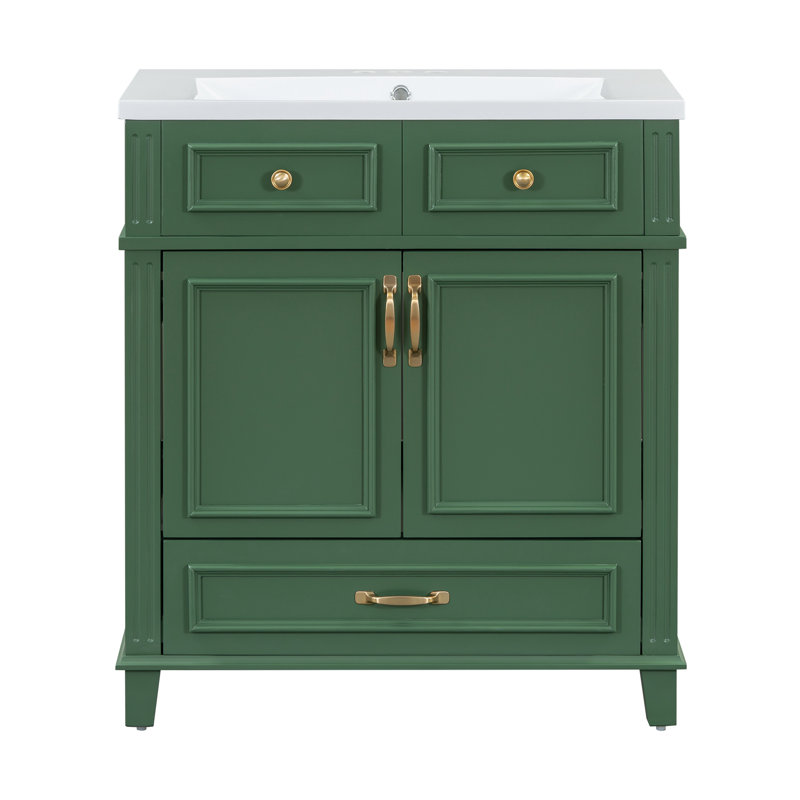 Meuble-lavabo 30 po sans comptoir, armoire de rangement en bois massif