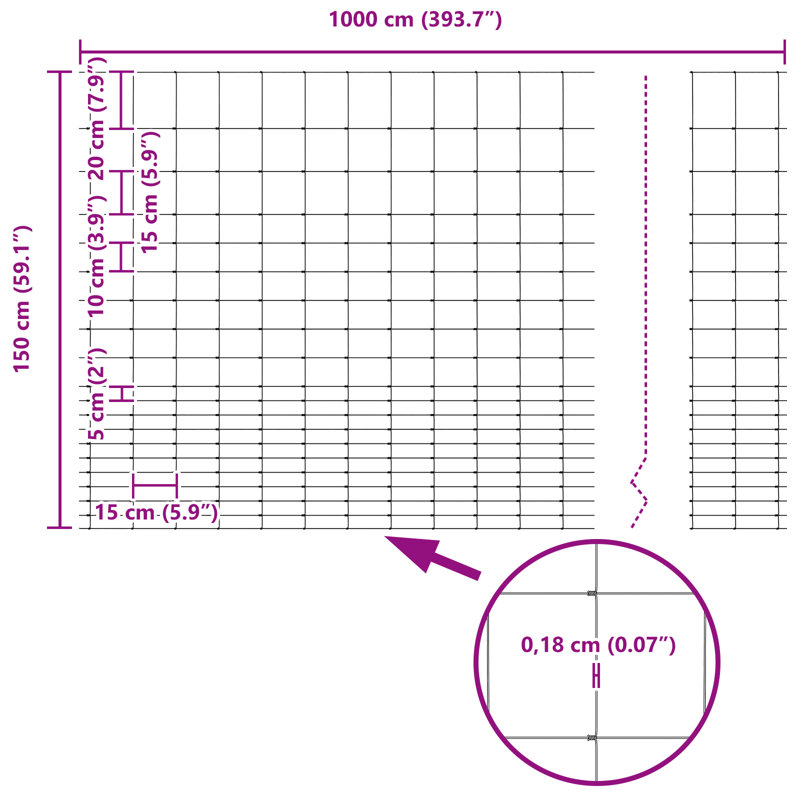 Vidaxl Field Fence Galvanized Steel, 160cm H x 2500cm W