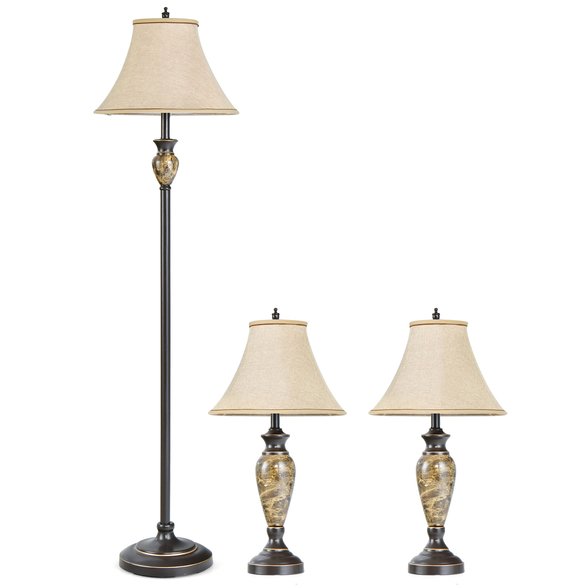 Alcott Hill® 61'' Black Traditional Floor & Table Lamp Set Wayfair