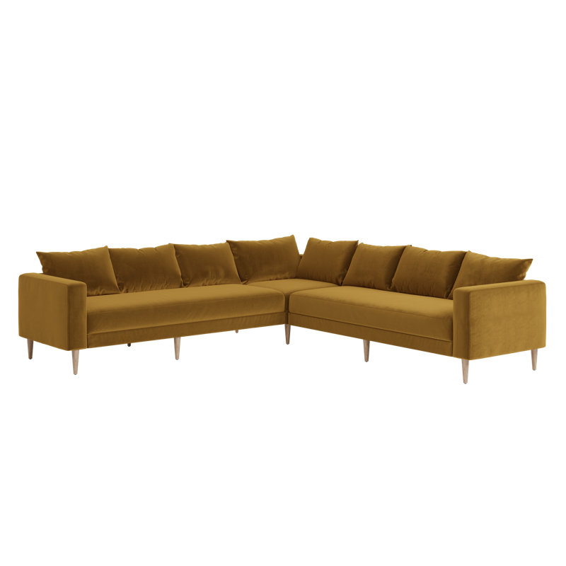 Sectional, Mustard Recycled Velvet, Natural