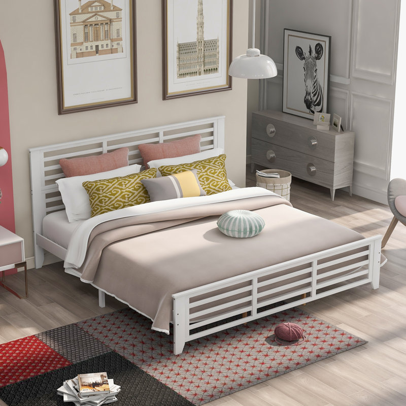 Pine Slat Bed, White
