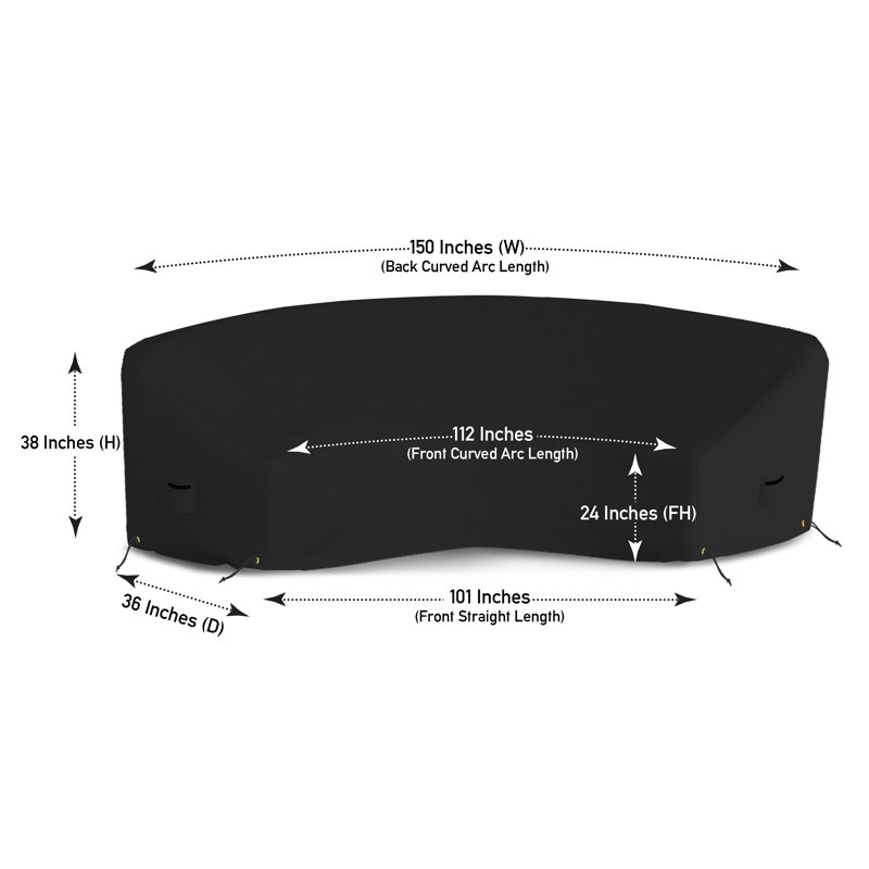 Outdoor Cover, 96.5cm H x 381cm W x 91.4cm D, Solution Dyed