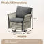Ensemble de 2 chaises de patio à bascule pivotantes pour l'extérieur, Wicker Furniture