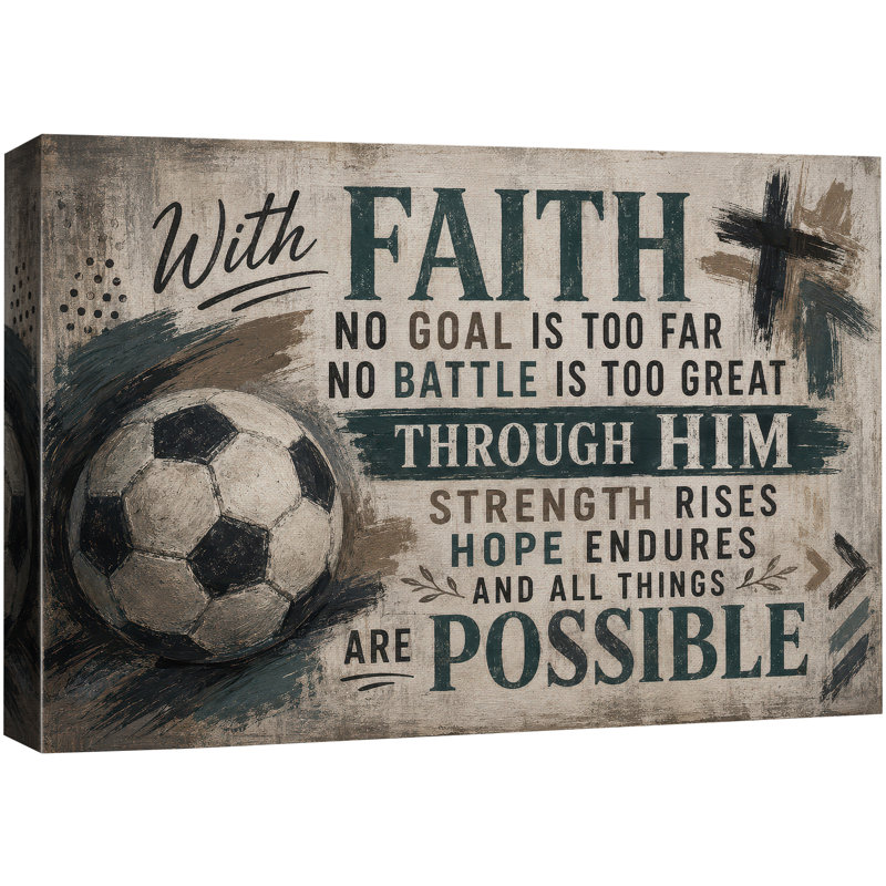«Soccer Faith», citation inspirante, œuvre d'art pour la chambre de l'adolescent, impression murale giclée, Toile tendue