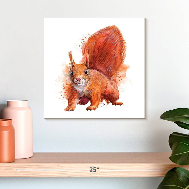 Squirrel Watercolor, 16" H x 16" W