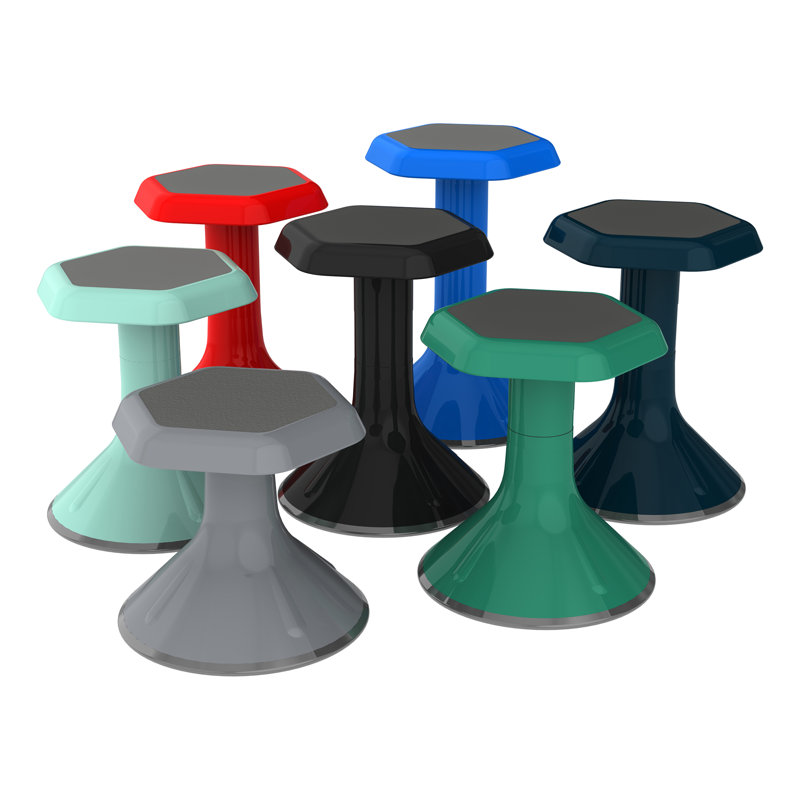 Plastic Backless Active Learning Stool, Graphite, 12"
