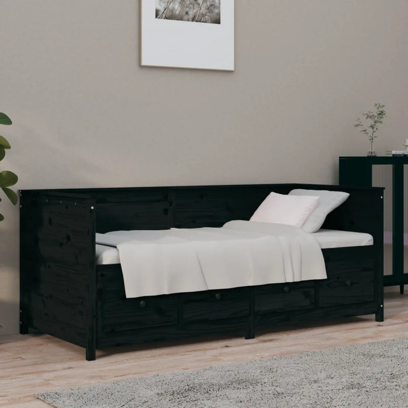 Messara Solid Wood Daybed, Black, Small Single (2'6)