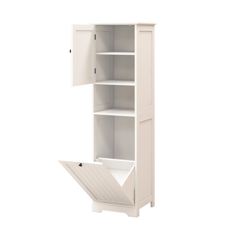 One White Laundry Cabinet - Tilt-out, E1 , Painting, 60 Lbs Capacity, Space Saver, Easy Assembly Steps Sorter With One Compartment, Door, Material, Load Saving, To Assemble Soon, Easily And Smoothly