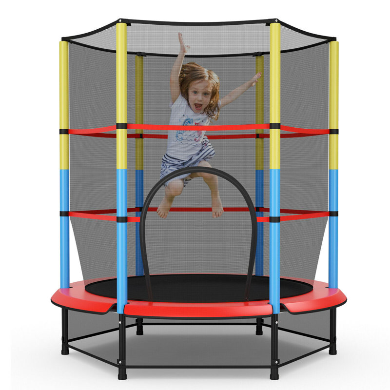 Trampoline de cour arrière de 55 po Gymax hors-terre avec enceinte sécuritaire